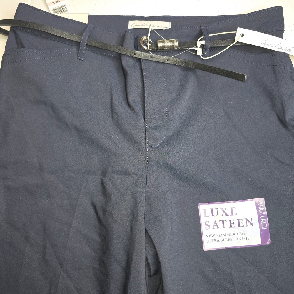 GLORIA‎ VANDERBILT Women's Navy Khaki Unlimited Luxe Sateen Size 10 Shorts -1141